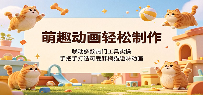 萌趣动画轻松制作，联动多款热门工具实操，手把手打造可爱胖橘猫趣味动画-777网创网