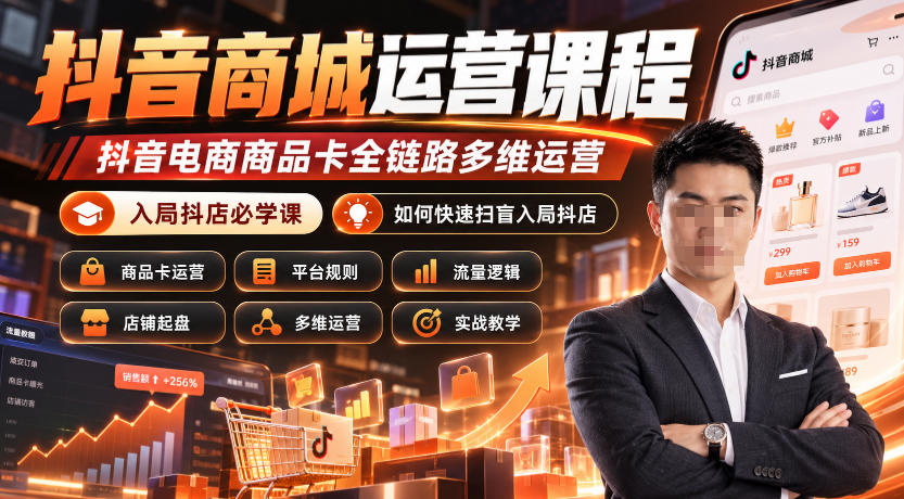 抖音商城运营课程，抖音电商商品卡全链路多维运营，入局抖店必学课， 如何快速扫盲入局抖店(更新26年10月)-777网创网