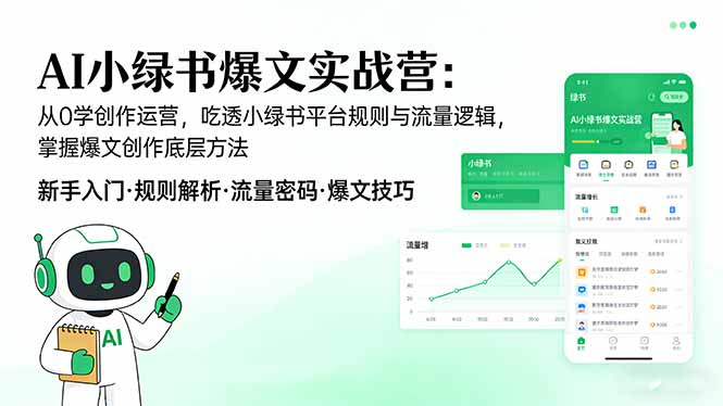 AI 小绿书爆文实战营：从0学创作运营，吃透小绿书平台规则与流量逻辑，掌握爆文创作底层方法-777网创网