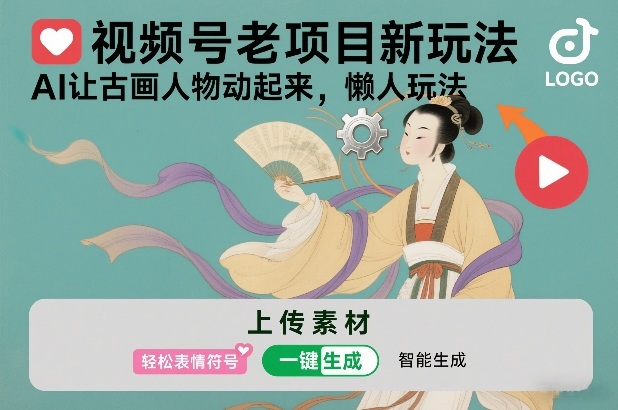 视频号老项目新玩法，AI让古画人物动起来，懒人玩法，附详细教程-777网创网