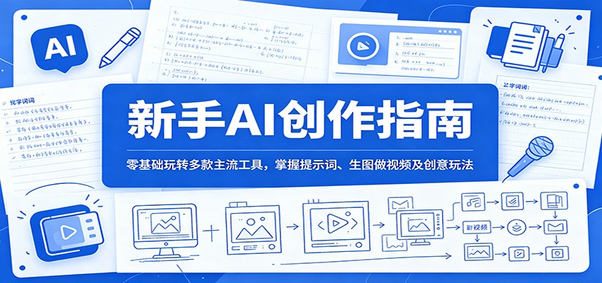 新手AI创作指南：零基础玩转多款主流工具，掌握提示词、生图做视频及创意玩法-777网创网
