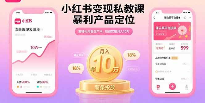 (15859期)小红书变现私教课,暴利产品定位,高转化内容生产术,快速实现月入10万-777网创网