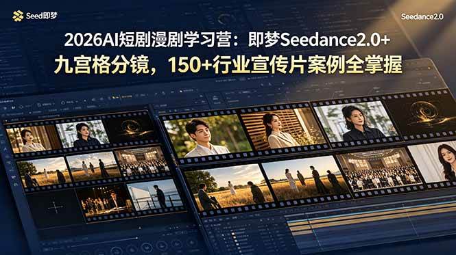 （19055期）2026AI短剧漫剧学习营：即梦Seedance2.0+九宫格分镜，150+行业宣传片案例全掌握-777网创网