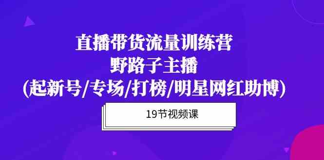 直播带货流量特训营,野路子主播(起新号/专场/打榜/明星网红助博)-777网创网