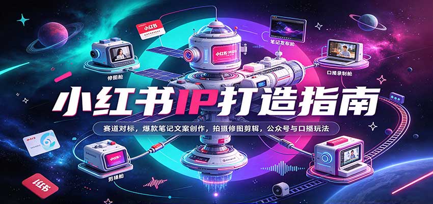 小红书IP打造指南：赛道对标，爆款笔记文案创作，拍摄修图剪辑，公众号与口播玩法-777网创网