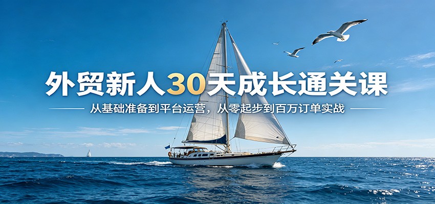 外贸新人30天成长通关课：从基础准备到平台运营，从零起步到百万订单实战-777网创网