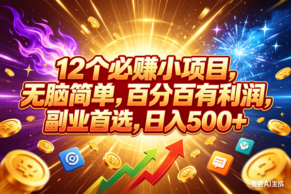 （18062期）12个必赚小项目，百分百赚米，无脑简单，副业首选，日入500+-777网创网