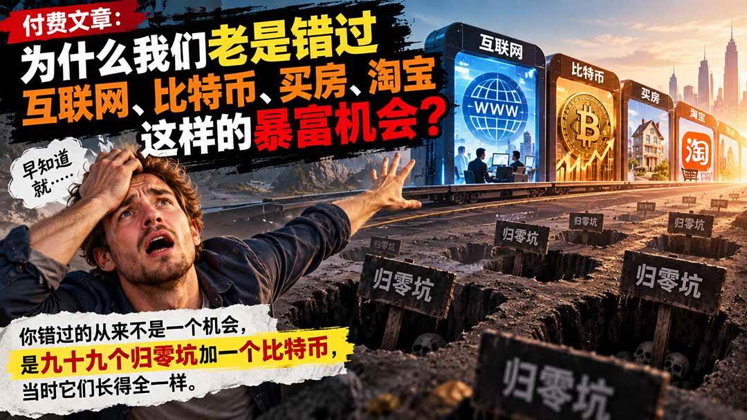 （20834期）付费文章：为什么我们老是错过互联网、比特币、买 房、淘宝这样的暴富机会？-777网创网
