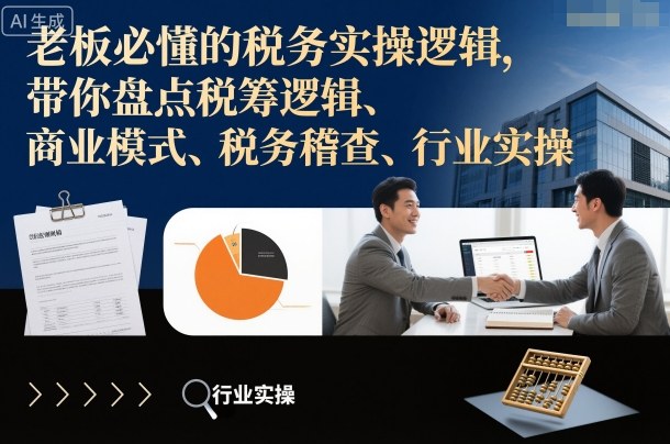 老板必懂的税务实操逻辑，带你盘点税筹逻辑、商业模式、税务稽查、行业实操-777网创网