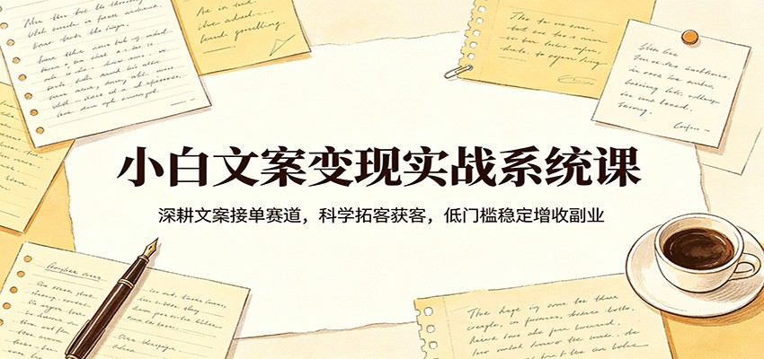 小白文案变现实战系统课：深耕文案接单赛道，科学拓客获客，低门槛稳定增收副业-777网创网