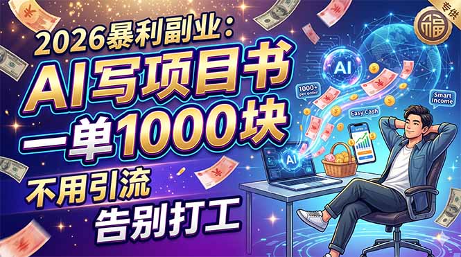2026暴利副业:AI 写项目书,一单 1000 块,不用引流,告别打工-777网创网