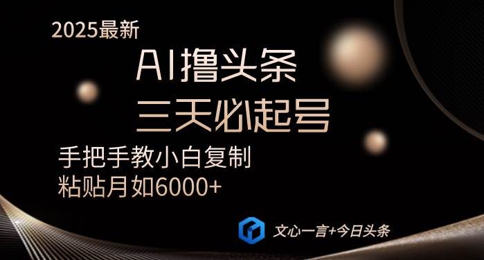 （14102期）AI撸头条三天必起号手把手教小白复制粘贴月入6000+教程-777网创网