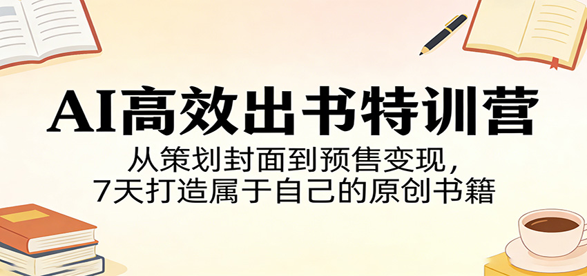 AI高效出书特训营：从策划封面到预售变现，7天打造属于自己的原创书籍-777网创网