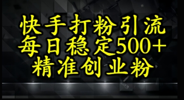 快手精准式打粉引流,每日稳定500+精准创业粉-777网创网
