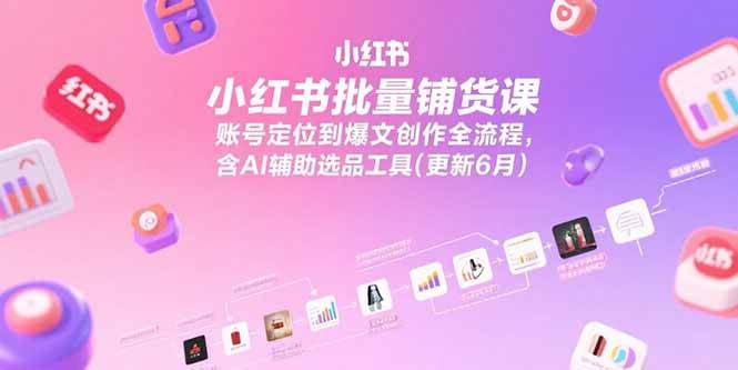 （15279期）小红书批量铺货课，账号定位到爆文创作全流程，含AI辅助选品工具(更新6月)-777网创网