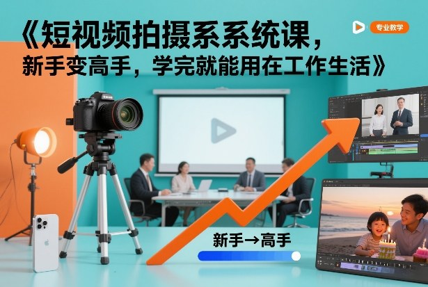 短视频拍摄系统课,新手变高手,学完就能用在工作生活-777网创网