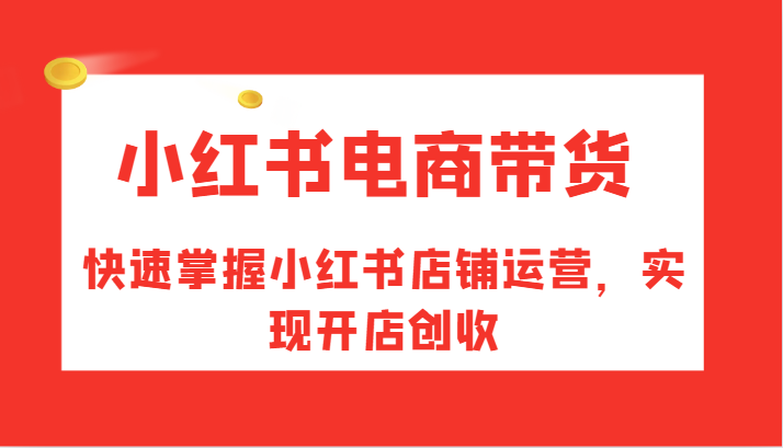 小红书电商带货，快速掌握小红书店铺运营，实现开店创收-777网创网