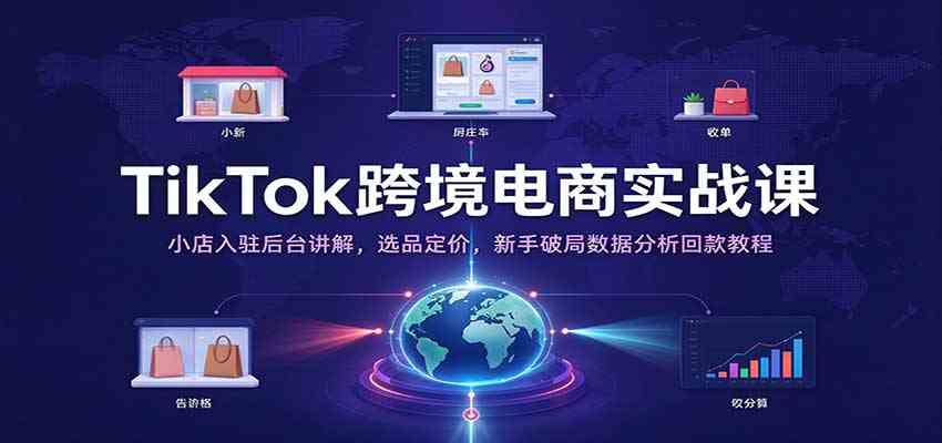 TikTok跨境电商实战课:小店入驻后台讲解,选品定价,新手破局数据分析回款教程-777网创网