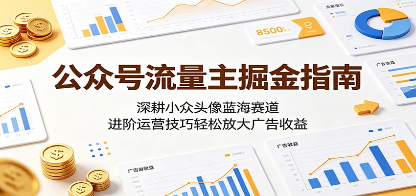 公众号流量主掘金指南：深耕小众头像蓝海赛道，进阶运营技巧轻松放大广告收益-777网创网