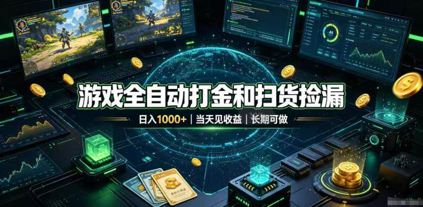 （19647期）游戏全自动打金和扫货捡漏，日入1000+，当天见收益，长期可做！-777网创网