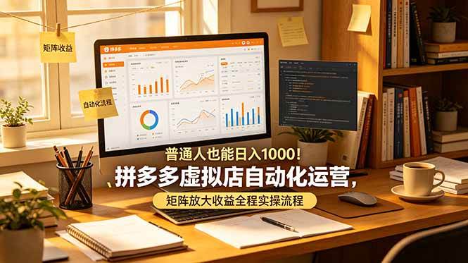 (19022期)普通人也能日入 1000!拼多多虚拟店自动化运营,矩阵放大收益全程实操流程-777网创网