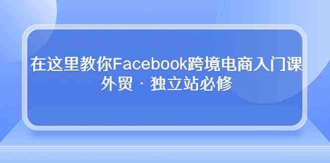 在这里教你Facebook跨境电商入门课,外贸·独立站必修(19节课)-777网创网