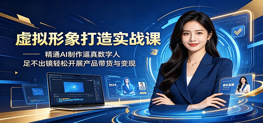 虚拟形象打造实战课：精通AI制作逼真数字人，足不出镜轻松开展产品带货与变现-777网创网