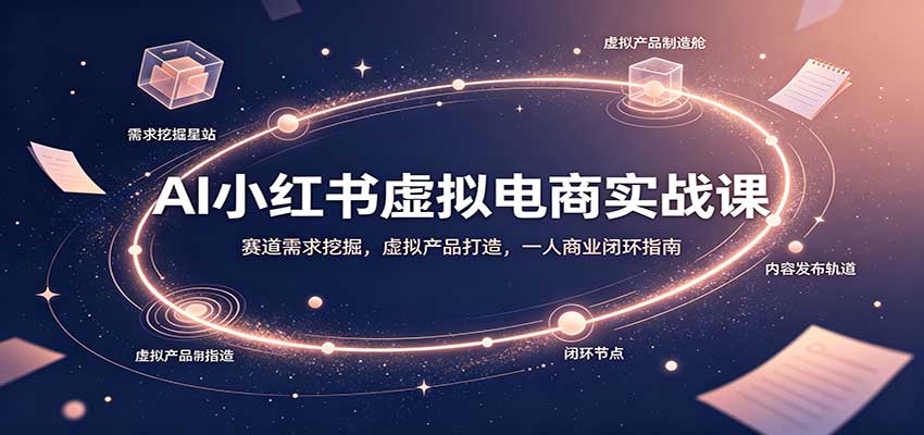 AI小红书虚拟电商实战课：赛道需求挖掘，虚拟产品打造，一人商业闭环指南-777网创网
