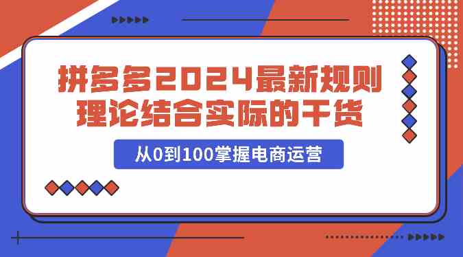拼多多2024最新规则理论结合实际的干货，从0到100掌握电商运营-777网创网