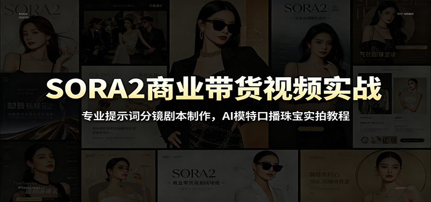 SORA2商业带货视频实战：专业提示词分镜剧本制作，AI模特口播珠宝实拍教程-777网创网