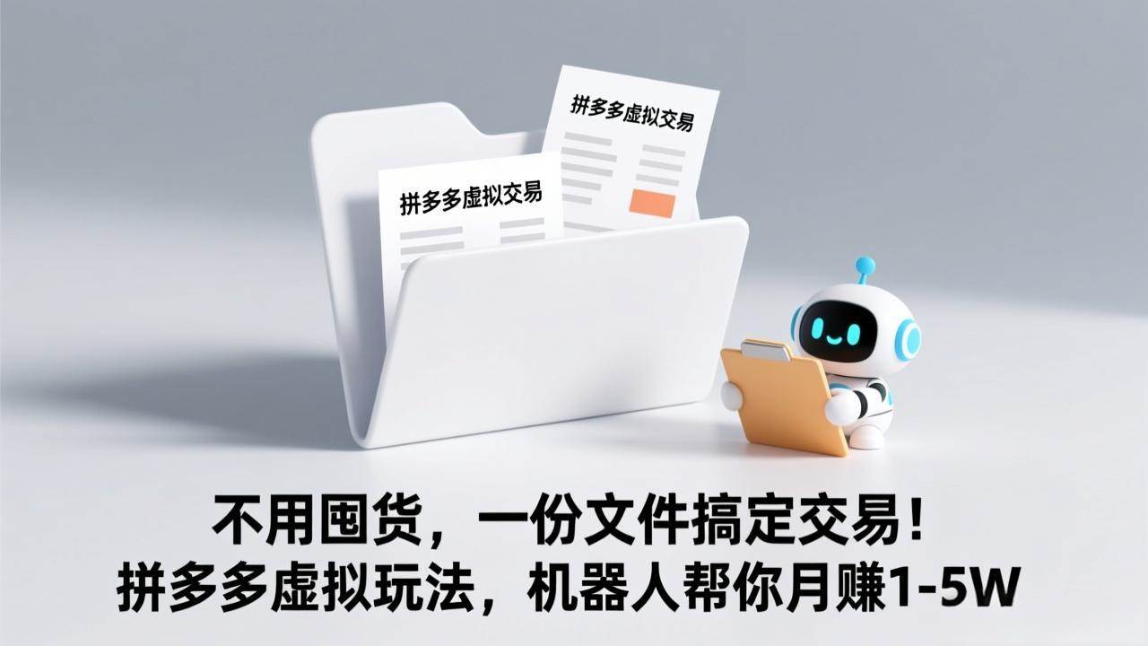 （17265期）不用囤货，一份文件搞定交易！拼多多虚拟玩法，机器人帮你月赚 1-5W-777网创网