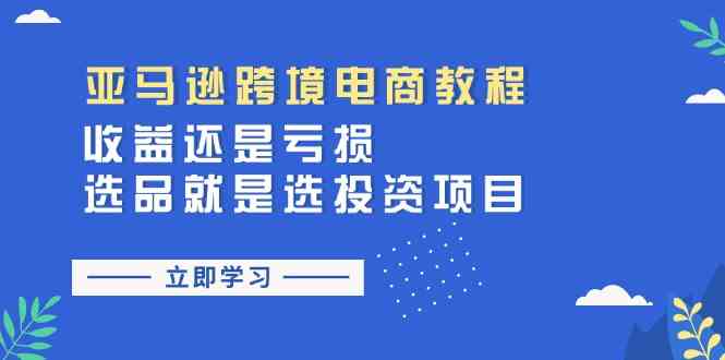 亚马逊跨境电商教程:收益还是亏损!选品就是选投资项目-777网创网