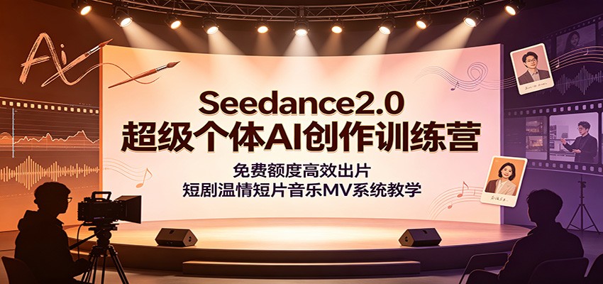 Seedance2.0超级个体AI创作训练营:免费额度高效出片,短剧温情短片音乐MV系统教学-777网创网