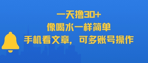 一天撸30+，像喝水一样简单，手机看文章，可多账号操作-777网创网
