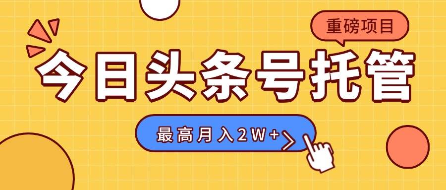 （15905期）【头条号托管 】我提供视频，你发布，每天操作5分钟，最高躺赚1W+-777网创网