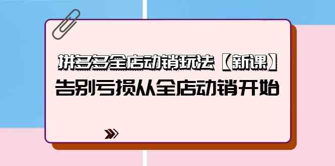 （9974期）拼多多全店动销玩法【新课】，告别亏损从全店动销开始（4节视频课）-777网创网