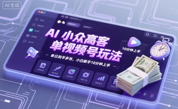 AI小众高客单视频号玩法,单日到手多张,小白新手10分钟上手