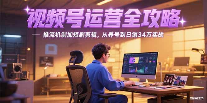 （15217期）2025视频号运营全攻略，推流机制加短剧剪辑，从养号到日销34万实战-777网创网