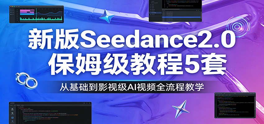 新版Seedance2.0保姆级教程5套:从基础到影视级AI视频全流程教学-777网创网