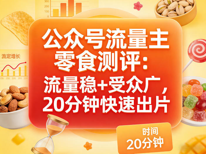 公众号流量主之零食测评赛道,流量稳+受众广,20分钟一条作品-777网创网