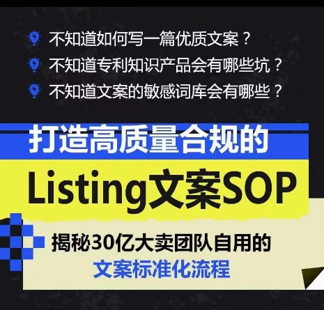 （10585期）打造高质量合规Listing文案SOP，亿级大卖家自用的文案标准化流程-777网创网