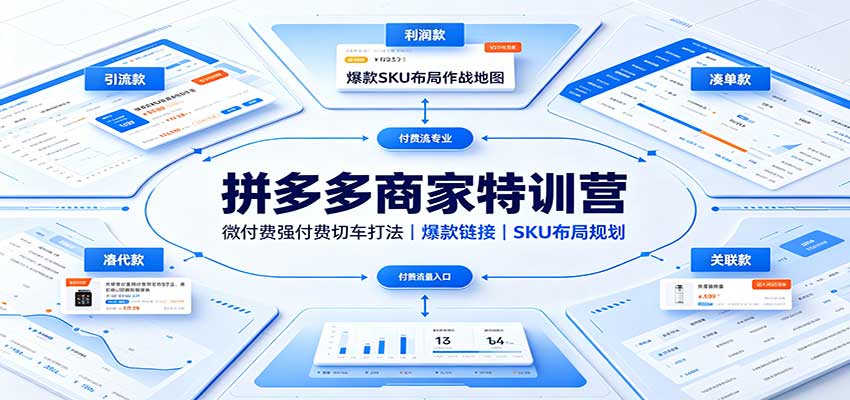 拼多多商家特训营：微付费强付费切车打法，爆款链接，SKU布局规划-777网创网