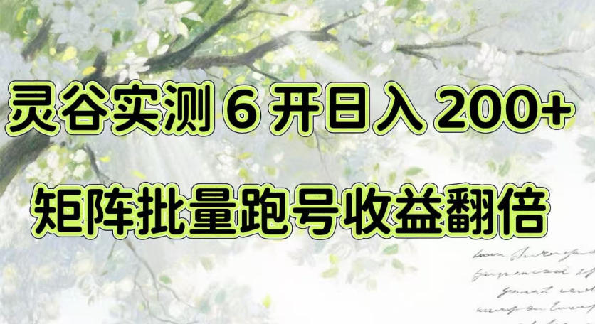 一台电脑就能做！灵谷实测6开日入200+，矩阵批量跑号收益翻倍【揭秘】-777网创网