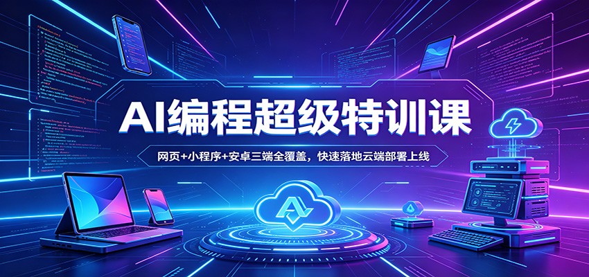 AI编程超级特训课:网页+小程序+安卓三端全覆盖,快速落地云端部署上线-777网创网