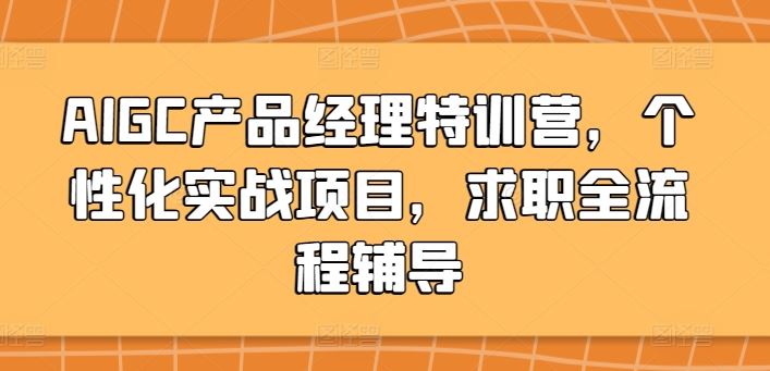 AIGC产品经理特训营,个性化实战项目,求职全流程辅导-777网创网
