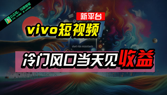 （10390期）全新平台vivo短视频，新风口AI混剪无脑搬运，冷门风口当天见收益，7天…-777网创网