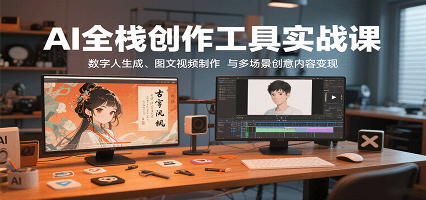 AI全栈创作工具实战课:数字人生成、图文视频制作与多场景创意内容变现-777网创网