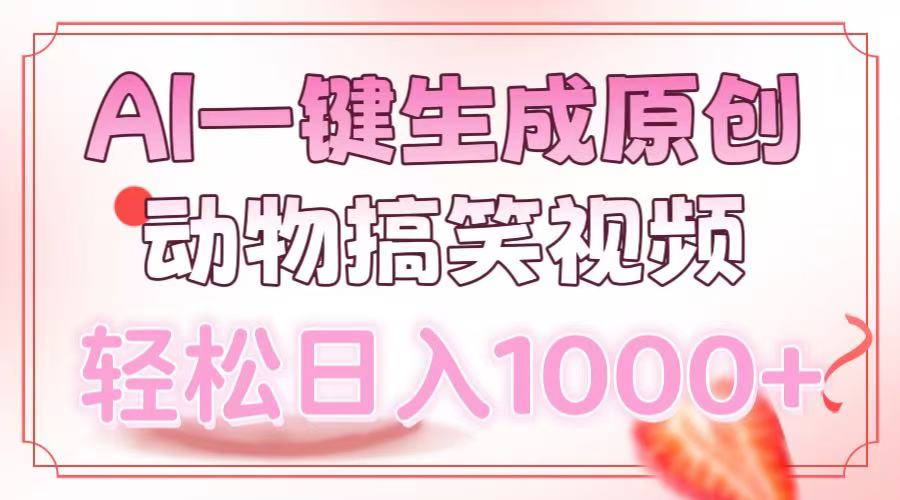 (13884期)AI一键生成原创动物搞笑视频,轻松日入1000+-777网创网