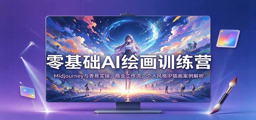 零基础AI绘画训练营:Midjourney与香蕉实操,商业工作流,个人风格IP插画案例解析-777网创网