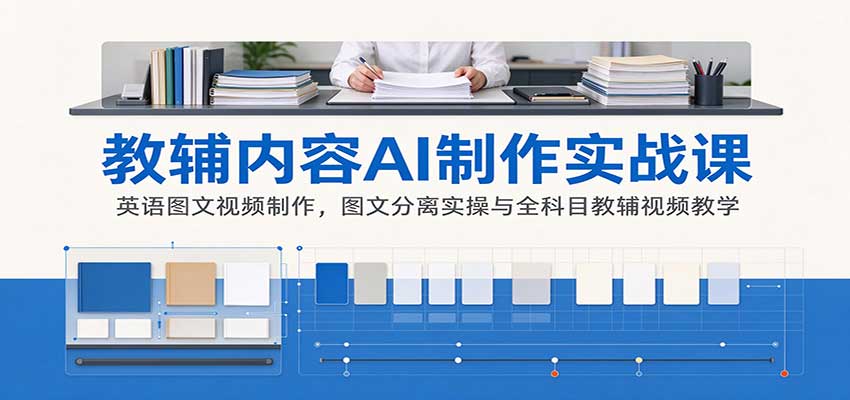 AI制作教辅内容实战课：英语图文视频制作，图文分离实操与全科目教辅视频教学-777网创网